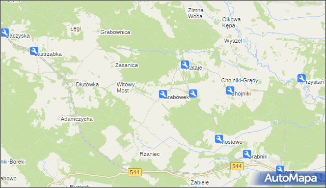 mapa Grabówek gmina Olszewo-Borki, Grabówek gmina Olszewo-Borki na mapie Targeo