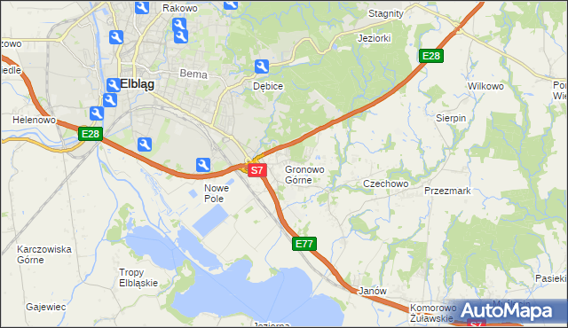 mapa Gronowo Górne, Gronowo Górne na mapie Targeo