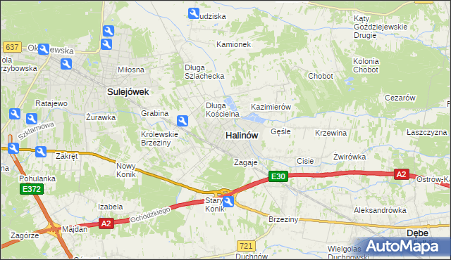 mapa Halinów powiat miński, Halinów powiat miński na mapie Targeo
