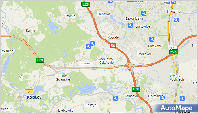 mapa Jankowo Gdańskie, Jankowo Gdańskie na mapie Targeo