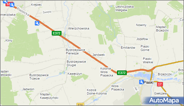 mapa Janówek gmina Piaski, Janówek gmina Piaski na mapie Targeo