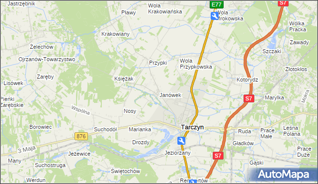 mapa Janówek gmina Tarczyn, Janówek gmina Tarczyn na mapie Targeo