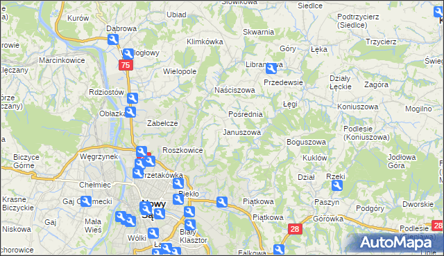 mapa Januszowa, Januszowa na mapie Targeo