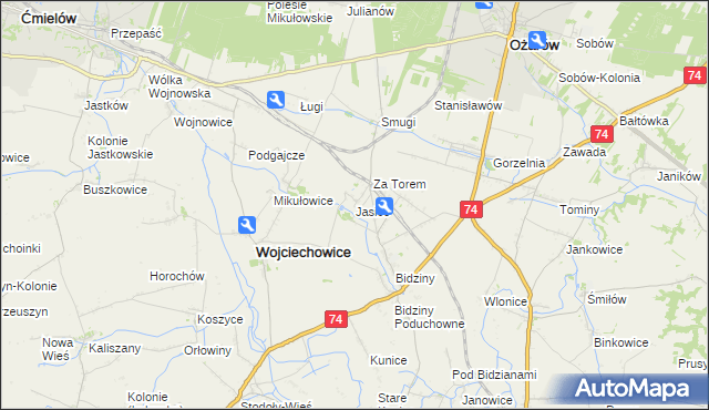 mapa Jasice, Jasice na mapie Targeo