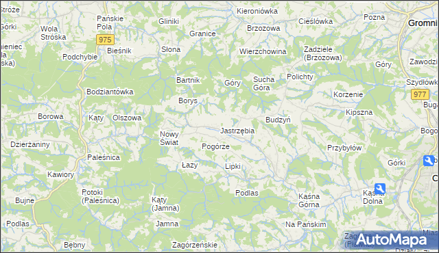 mapa Jastrzębia gmina Ciężkowice, Jastrzębia gmina Ciężkowice na mapie Targeo