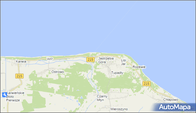 mapa Jastrzębia Góra, Jastrzębia Góra na mapie Targeo