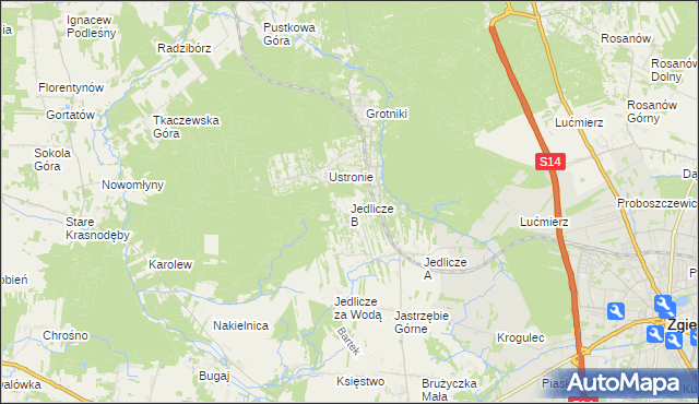 mapa Jedlicze B, Jedlicze B na mapie Targeo