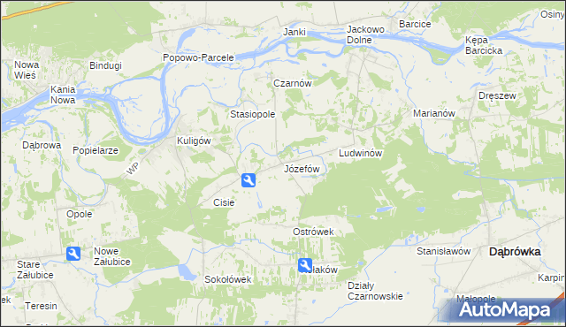 mapa Józefów gmina Dąbrówka, Józefów gmina Dąbrówka na mapie Targeo