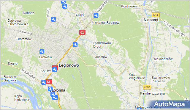 mapa Józefów gmina Nieporęt, Józefów gmina Nieporęt na mapie Targeo
