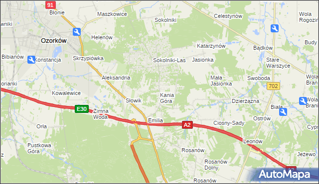 mapa Kania Góra, Kania Góra na mapie Targeo