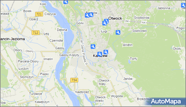 mapa Karczew powiat otwocki, Karczew powiat otwocki na mapie Targeo