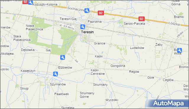 mapa Kaski gmina Baranów, Kaski gmina Baranów na mapie Targeo