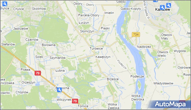mapa Kawęczyn gmina Konstancin-Jeziorna, Kawęczyn gmina Konstancin-Jeziorna na mapie Targeo