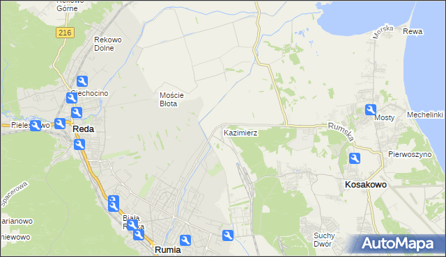 mapa Kazimierz gmina Kosakowo, Kazimierz gmina Kosakowo na mapie Targeo