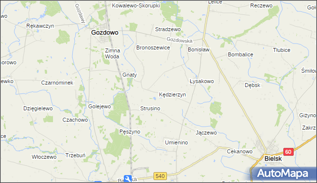 mapa Kędzierzyn gmina Bielsk, Kędzierzyn gmina Bielsk na mapie Targeo