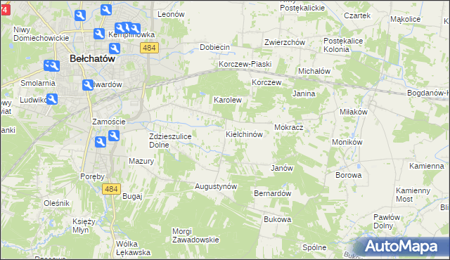 mapa Kielchinów, Kielchinów na mapie Targeo