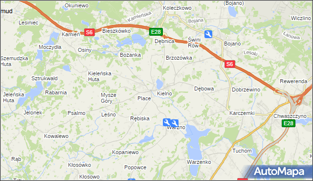 mapa Kielno gmina Szemud, Kielno gmina Szemud na mapie Targeo