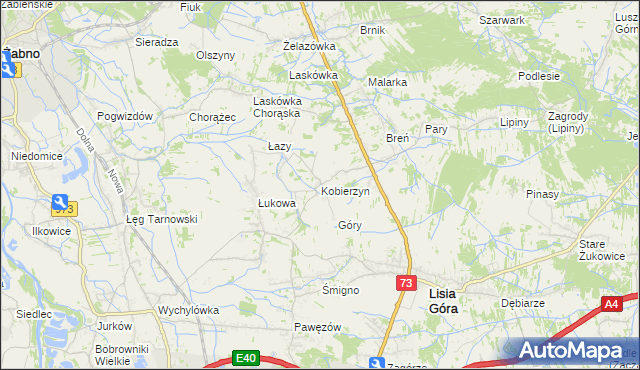 mapa Kobierzyn gmina Lisia Góra, Kobierzyn gmina Lisia Góra na mapie Targeo