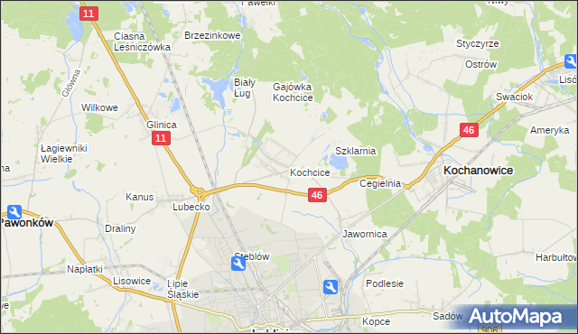 mapa Kochcice, Kochcice na mapie Targeo