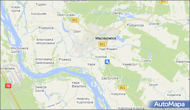 mapa Kochów gmina Maciejowice, Kochów gmina Maciejowice na mapie Targeo