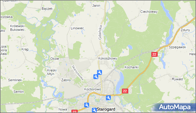 mapa Kokoszkowy, Kokoszkowy na mapie Targeo