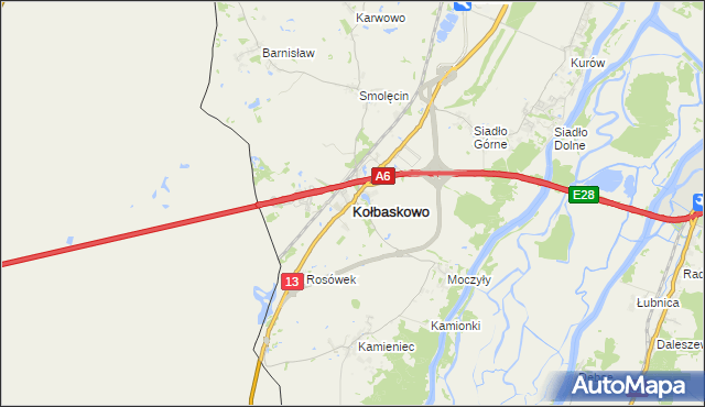 mapa Kołbaskowo, Kołbaskowo na mapie Targeo
