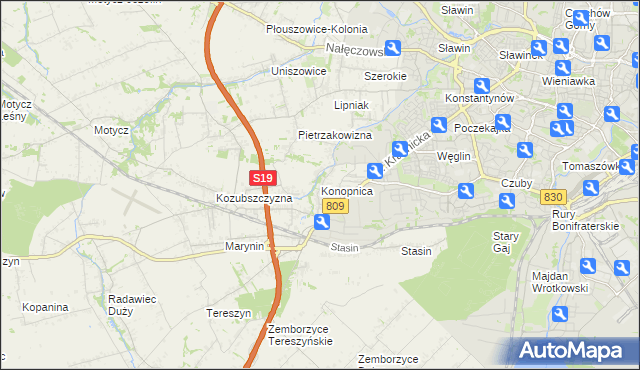 mapa Konopnica powiat lubelski, Konopnica powiat lubelski na mapie Targeo