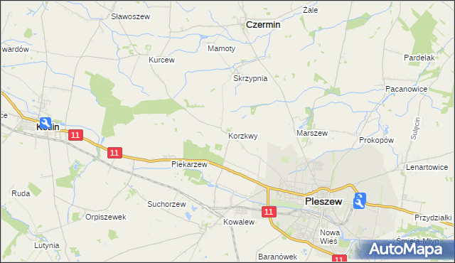 mapa Korzkwy, Korzkwy na mapie Targeo