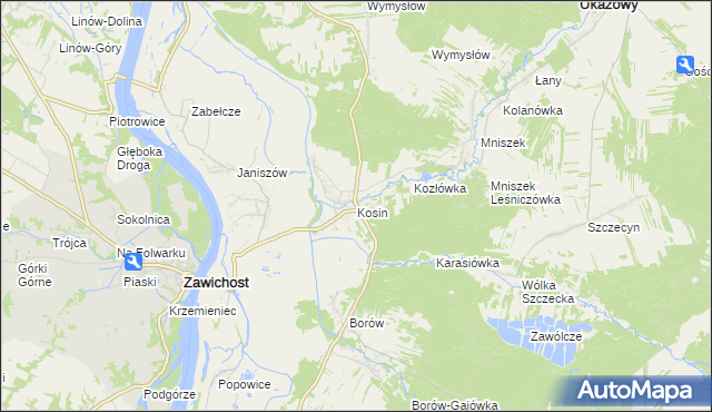 mapa Kosin gmina Annopol, Kosin gmina Annopol na mapie Targeo