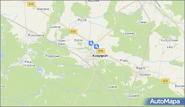 mapa Koszęcin powiat lubliniecki, Koszęcin powiat lubliniecki na mapie Targeo