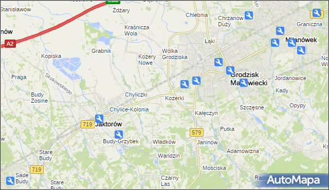 mapa Kozerki, Kozerki na mapie Targeo