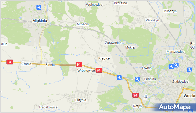 mapa Krępice gmina Miękinia, Krępice gmina Miękinia na mapie Targeo