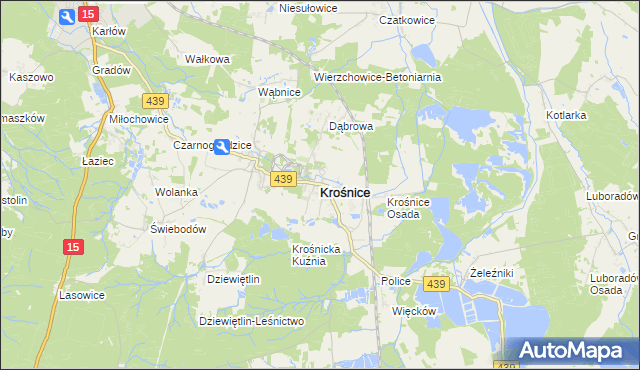 mapa Krośnice powiat milicki, Krośnice powiat milicki na mapie Targeo