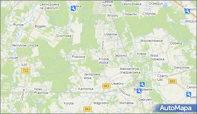 mapa Krupia Wólka, Krupia Wólka na mapie Targeo