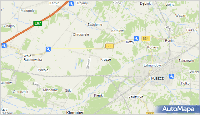 mapa Krusze gmina Klembów, Krusze gmina Klembów na mapie Targeo