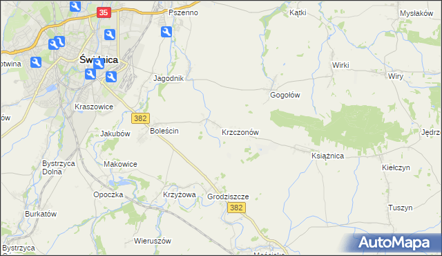 mapa Krzczonów gmina Świdnica, Krzczonów gmina Świdnica na mapie Targeo