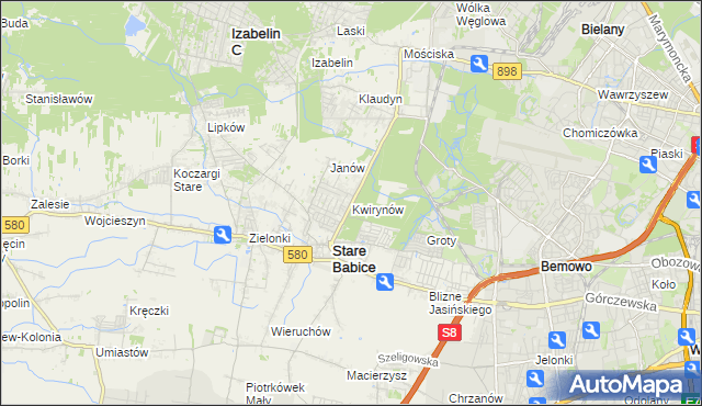 mapa Kwirynów gmina Stare Babice, Kwirynów gmina Stare Babice na mapie Targeo