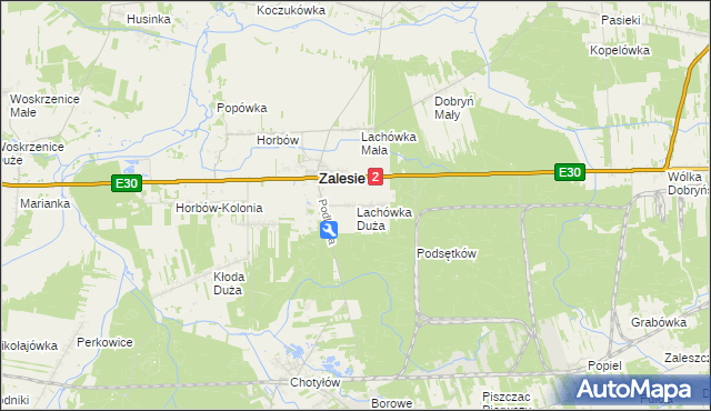 mapa Lachówka Duża, Lachówka Duża na mapie Targeo