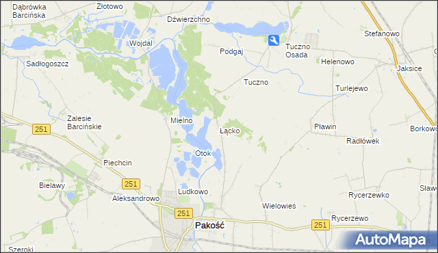 mapa Łącko gmina Pakość, Łącko gmina Pakość na mapie Targeo