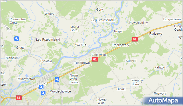 mapa Laskowiec gmina Rzekuń, Laskowiec gmina Rzekuń na mapie Targeo
