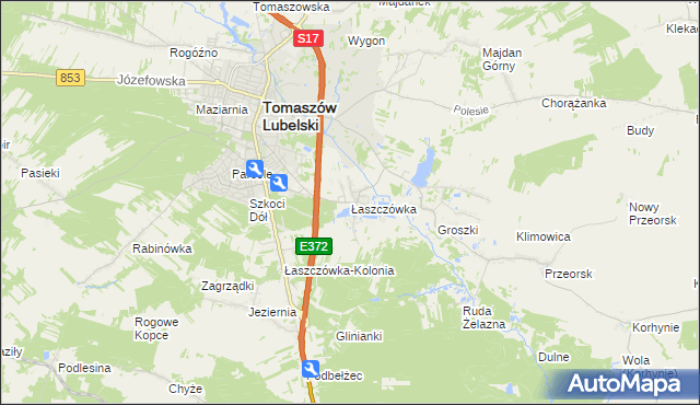 mapa Łaszczówka, Łaszczówka na mapie Targeo