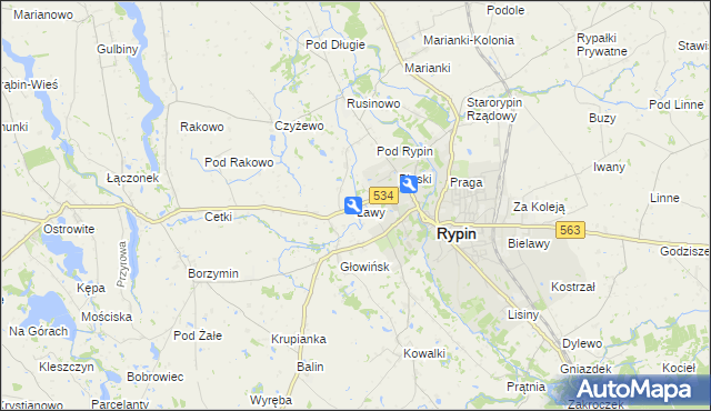 mapa Ławy gmina Rypin, Ławy gmina Rypin na mapie Targeo