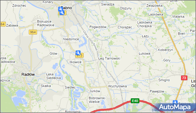 mapa Łęg Tarnowski, Łęg Tarnowski na mapie Targeo