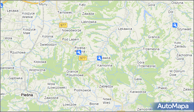 mapa Łękawka, Łękawka na mapie Targeo