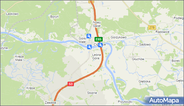 mapa Leśna Góra, Leśna Góra na mapie Targeo