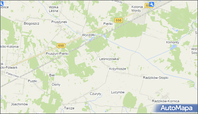 mapa Leśniczówka gmina Mordy, Leśniczówka gmina Mordy na mapie Targeo
