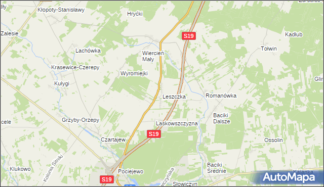 mapa Leszczka, Leszczka na mapie Targeo