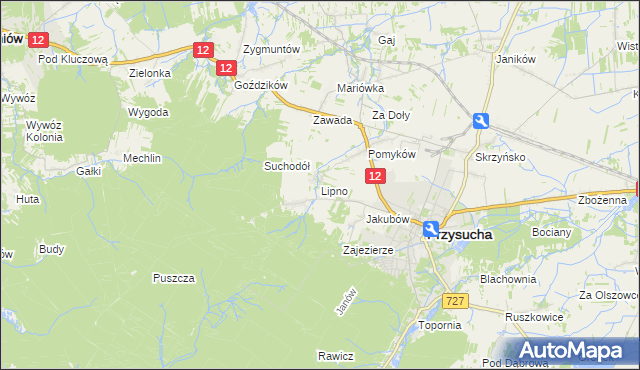 mapa Lipno gmina Przysucha, Lipno gmina Przysucha na mapie Targeo