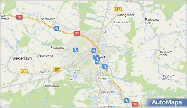 mapa Lubań, Lubań na mapie Targeo