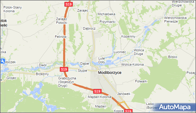 mapa Lute Doły, Lute Doły na mapie Targeo